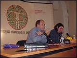 Javier Echeverría y Pedro G. Romero (miembro del comité organizador de UNIA arteypensamiento)