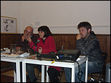 Imagen de la mesa redonda Málaga 2016 a debate. Reflexionando sobreel branding metropolitano y las políticas culturales locales. De izquierda a derecha: Alfredo Rubio, Tecla Lumbreras y Nico Sguiglia