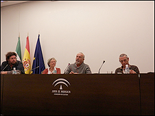 De izquierda a derecha: Pedro G. Romero, Pilar Vázquez, José Luis Ortiz Nuevo y Esteban Pujals
