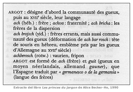 Extracto del libro 'Les princes du jargon' de Alice Becker-Ho, 1990