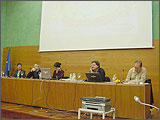 Imagen de la mesa de interlocución "La voz sub-alterna: Latinoamérica" (de izquierda a derecha: Teresa Velázquez, John Beverley, Ana Longoni, Gustavo Buntinx y Paulo Herkenhoff)