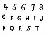 Imagen de algunos carácteres de la fuente tipográfica Euskara