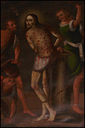 Fragmento del cuadro del cuerpo flagelado de Jesucristo que hay en la Iglesia de San Pedro de Potosí