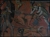 Fragmento del cuadro alegórico sobre el infierno de la serie pictórica dedicada a las Postrimerías que hay en la Iglesia de Caquiaviri