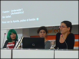 De izquierda a derecha: Sayak Valencia, Beatriz Espejo e Isabel Holgado