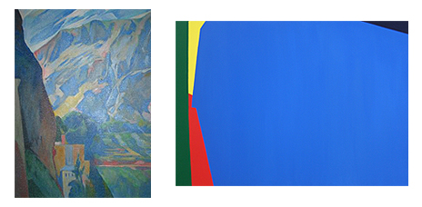 Dos piezas de distintos periodos de la trayectoria artística de Saliba Douaihy. El tema central en ambos cuadros es el monasterio maronita de Mar Qozhayya enclavado en un estrecho cañón del valle de Qadisha