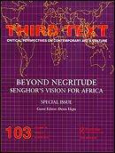 Portada del nº103 de Third Text (Beyond Negritude: Senghor's Vision for Africa)