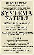 Portada del libro 'Systema naturae', de Carlos Linneo