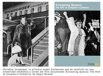 Christine Jorgensen, la primera mujer transexual que se convirtió en una celebridad mediática y cartel del film documental 'Screaming Queens: The Riot at Compton's Cafeteria', de Susan Stryker